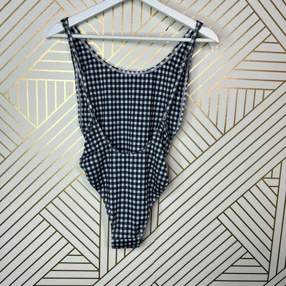 Lioness The Bo Derek Gingham One Piece Swimsuit‎ in Black Size XS
